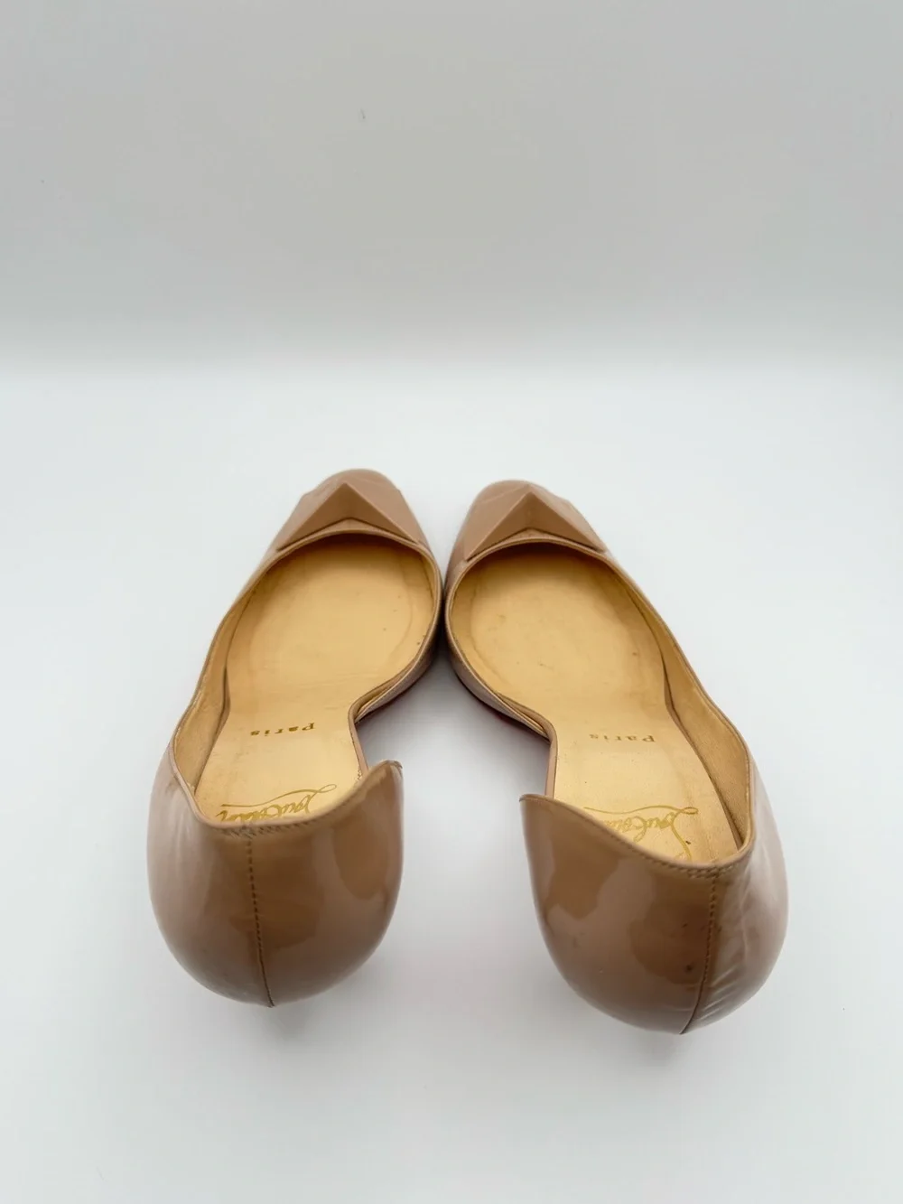 Christian Louboutin Nude Patent Leather D’Orsay Bow Pumps Heels EU 38